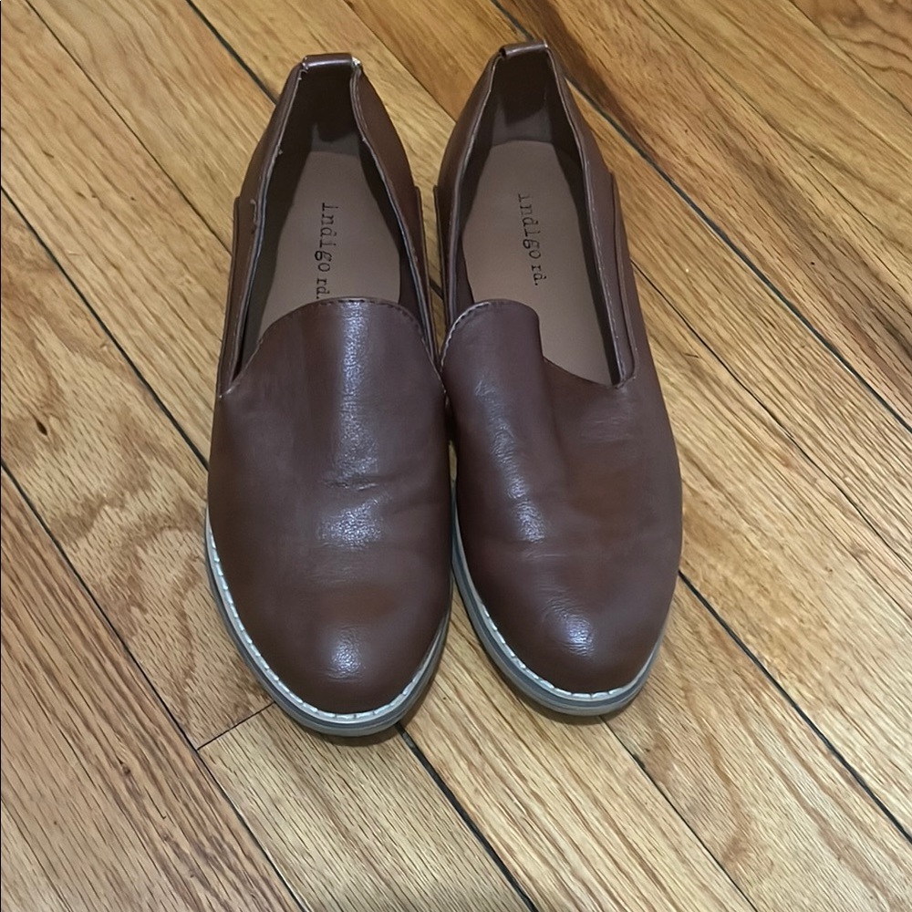 Brown Leather Slip-On Loafers
